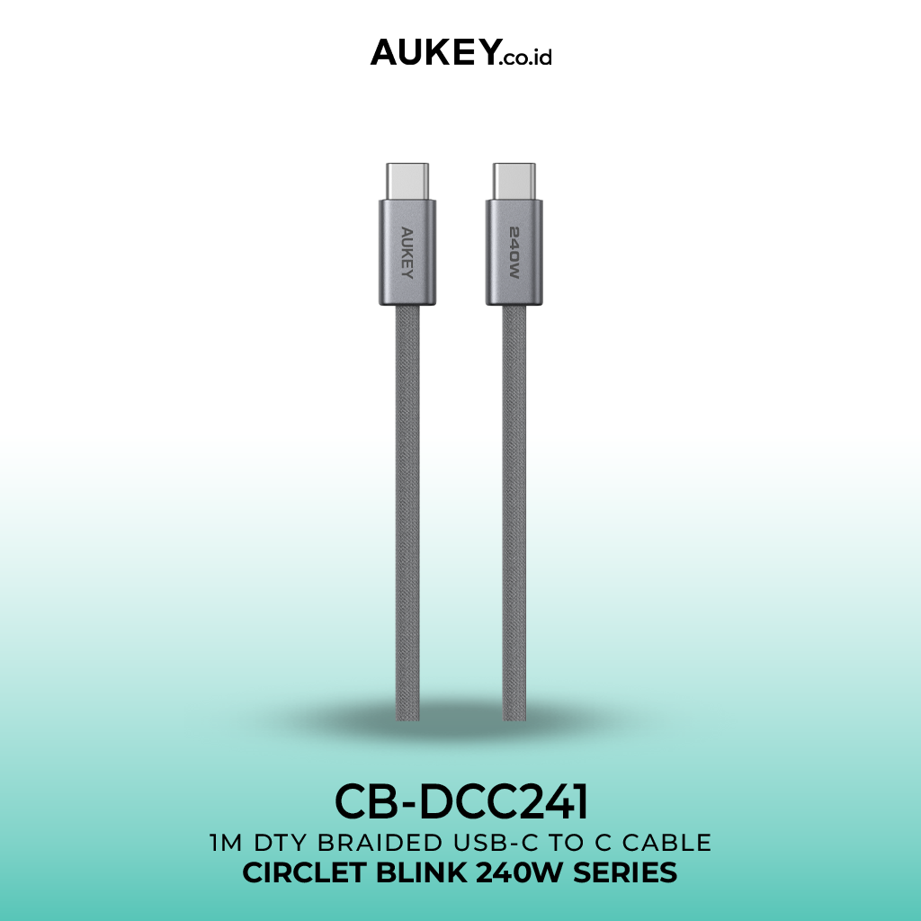 AUKEY Kabel Charger DTY Braided USB C To C Fast Charging Up To 240W 1 Meter & 1.8 Meter CB-DCC241 & CB-DCC242