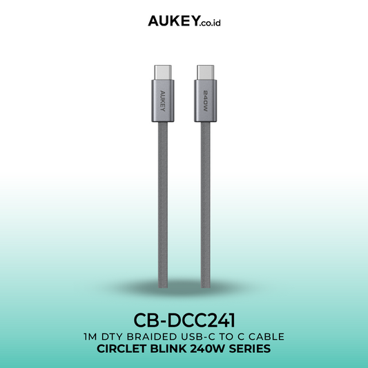 AUKEY Kabel Charger DTY Braided USB C To C Fast Charging Up To 240W 1 Meter & 1.8 Meter CB-DCC241 & CB-DCC242