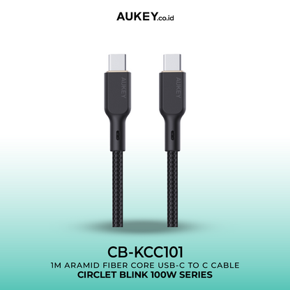 AUKEY Kabel Charger Type-C CB-KCC101 Braided Nylon USB-C to USB-C 1M