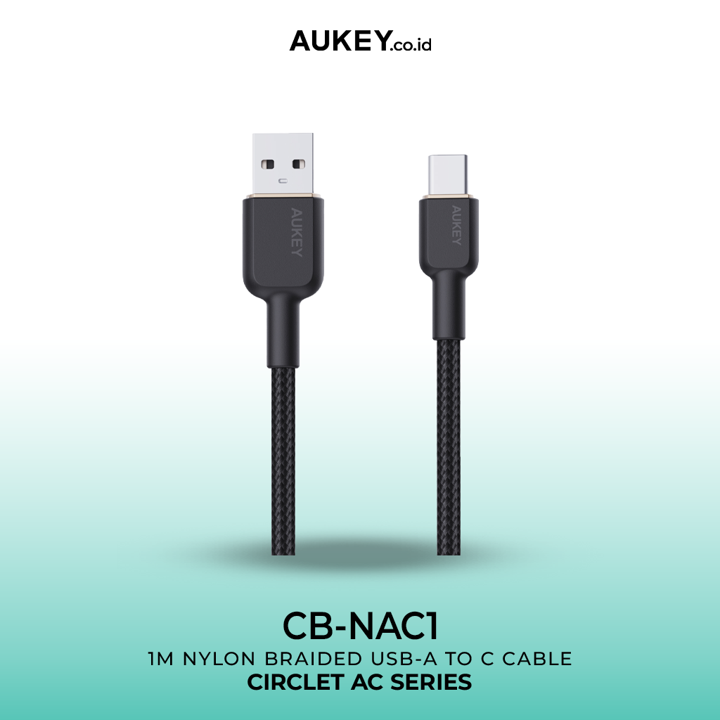 AUKEY Kabel Charger Tipe C Jalinan Nilon USB-A ke USB-C 1 M CB-NAC1