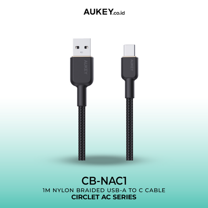 AUKEY Kabel Charger Tipe C Jalinan Nilon USB-A ke USB-C 1 M CB-NAC1