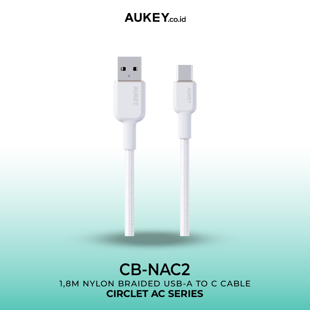 AUKEY Kabel Charger Type-C CB-NAC2 Braided Nylon USB-A to USB-C 1.8M