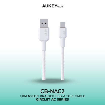 AUKEY Kabel Charger Type-C CB-NAC2 Braided Nylon USB-A to USB-C 1.8M