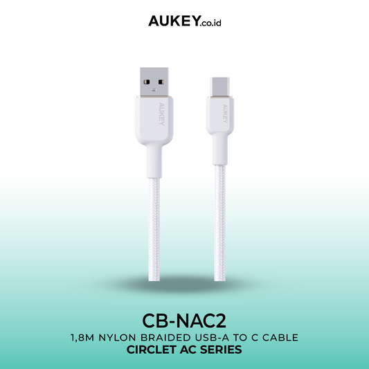 AUKEY Kabel Charger Type-C CB-NAC2 Braided Nylon USB-A to USB-C 1.8M