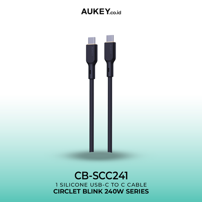 Kabel Charger AUKEY C To C 240W Super Fast Charging Bahan Silikon 1 Meter CB-SCC241 - 1 Meter
