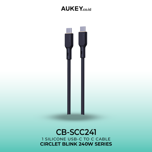 AUKEY Kabel Charger C To C 240W Super Fast Charging Silicone Material 1 Meter CB-SCC241 - 1 Meter