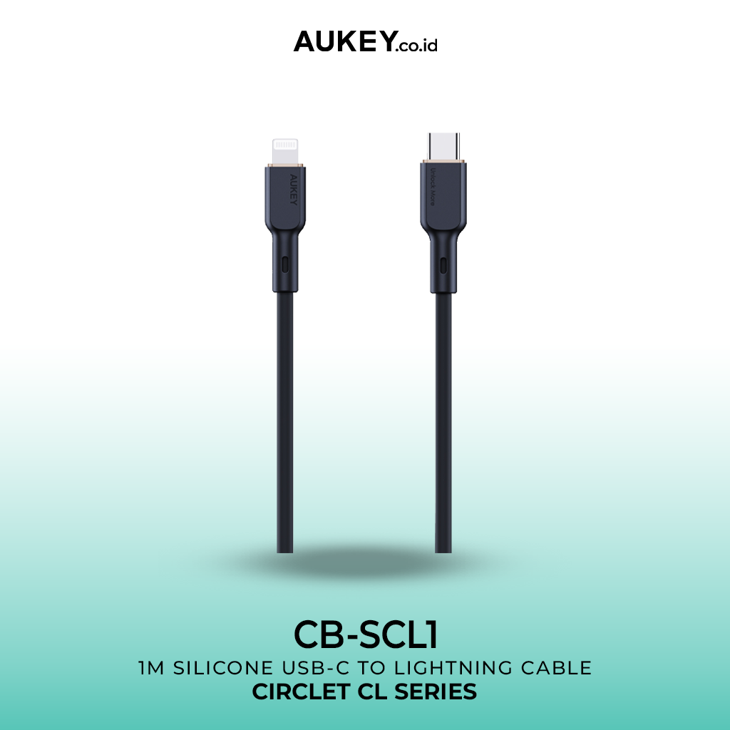 Kabel Charger AUKEY USB-C ke Lightning MFI CB-SCL1 Silikon Putih 1M
