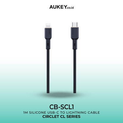 Kabel Charger AUKEY USB-C ke Lightning MFI CB-SCL1 Silikon Putih 1M