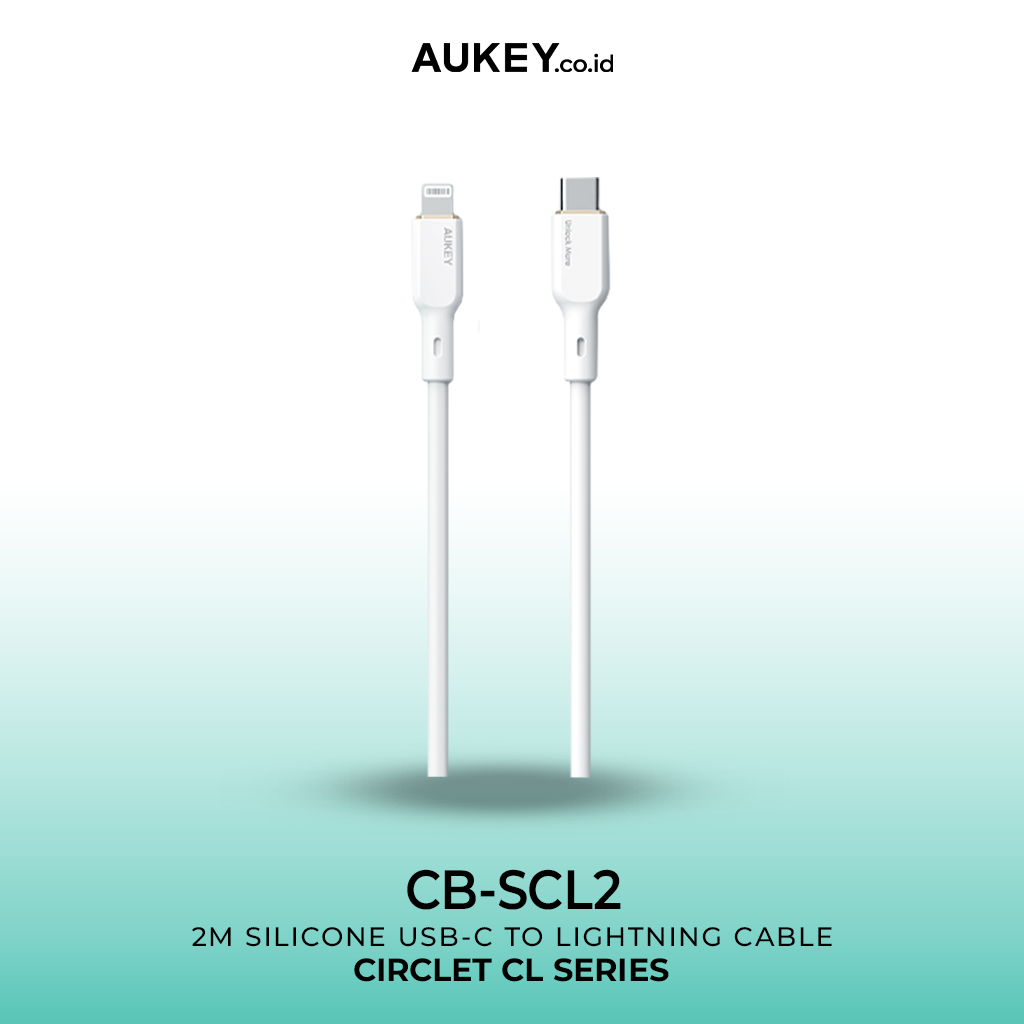 Kabel Charger AUKEY USB-C ke Lightning MFI 1,8 Meter Fast Charging Bahan Silikon CB-SCL2