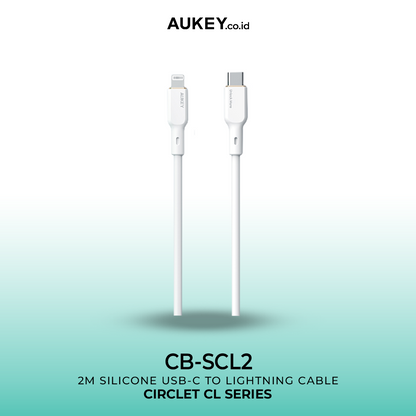 Kabel Charger AUKEY USB-C ke Lightning MFI 1,8 Meter Fast Charging Bahan Silikon CB-SCL2