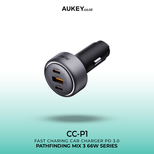 AUKEY Car Charger 66W USB C & USB A PD 3.0 QC 3.0 Multi Port PathFinder Mix 3 CC-P1