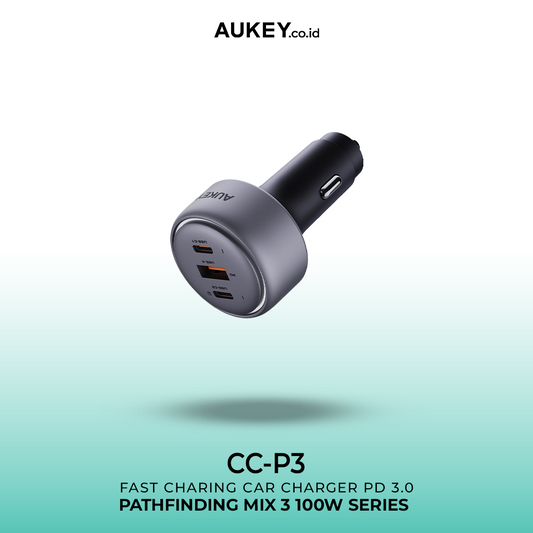 AUKEY Car Charger 100W USB C & USB A PD 3.0 QC 3.0 Multi Port PathFinder Mix 3 CC-P3