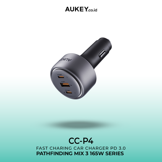 AUKEY Car Charger 165W USB C & USB A PD 3.0 QC 3.0 Multi Port PathFinder Mix 3Series CC-P4