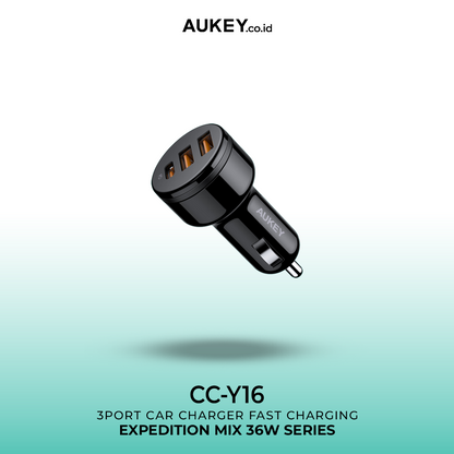 AUKEY 3-Port Car Charger Expedition series model CC-Y16-BK
