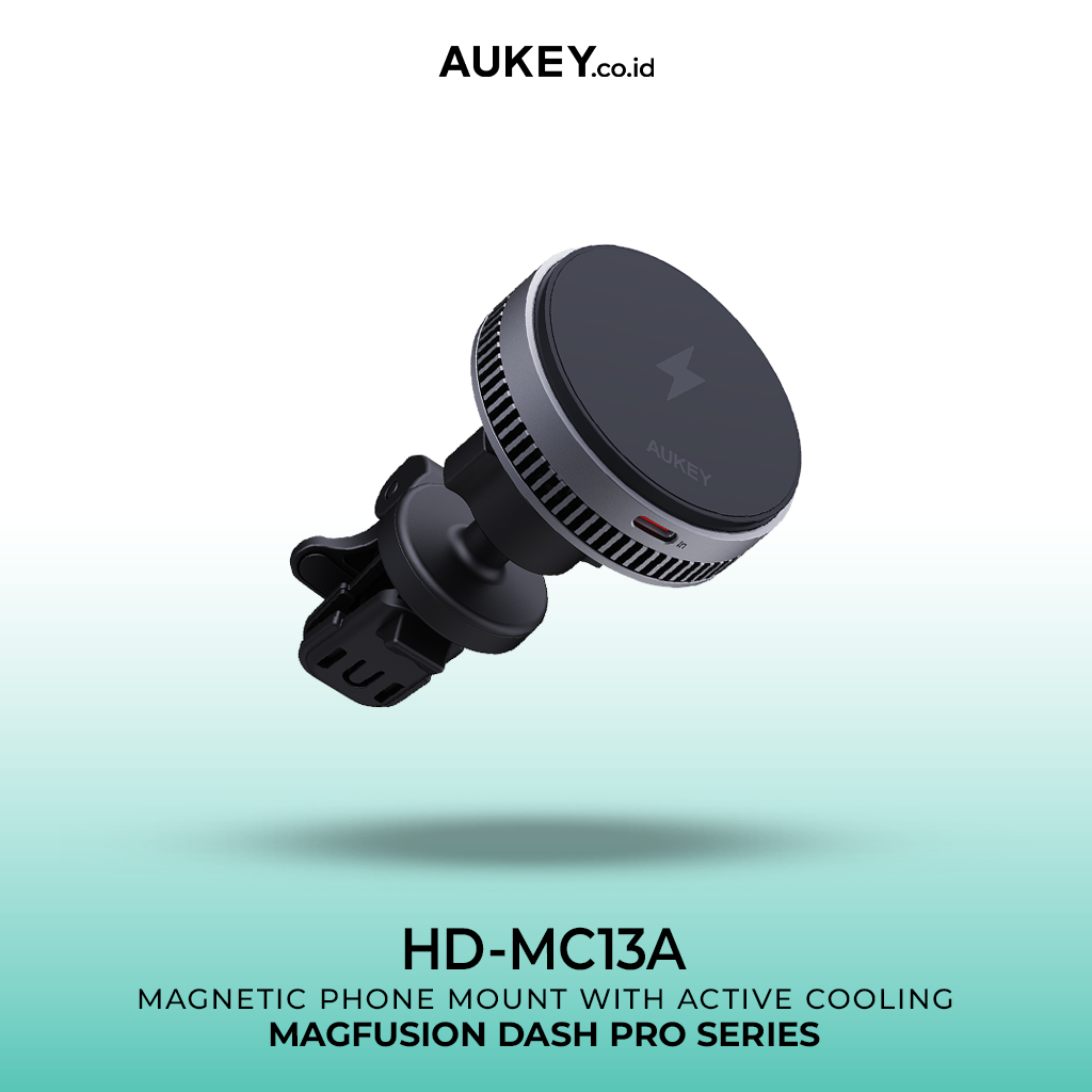 AUKEY Qi2 Magnetic Car Phone Mount Fast Wireless Charging 15W With Active Cooling HD-MC13A
