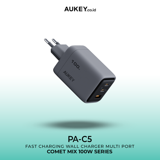 AUKEY Charger Type C 100W GAN III PD 3.0 PPS Super Fast Charging Comet Mix 3 100W Series PA-C5