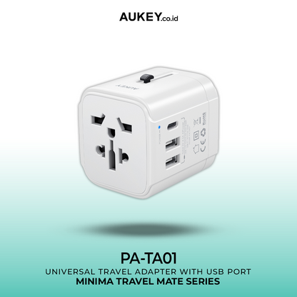 AUKEY Universal Travel Adaptor PA-TA01 Type C 15W 3 In 1 EU US UK AU