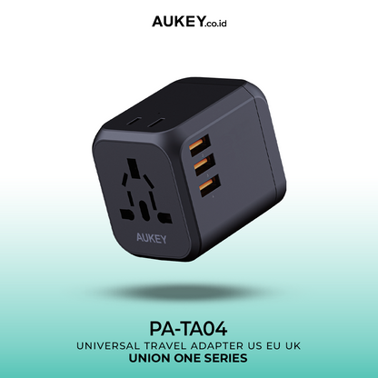 AUKEY Universal Travel Adaptor PA-TA04-BK Type C 30W 4 In 1 EU US UK