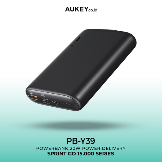 AUKEY Powerbank 15000mah PB-Y39-BK USB C 20W PD 3.0 Slim