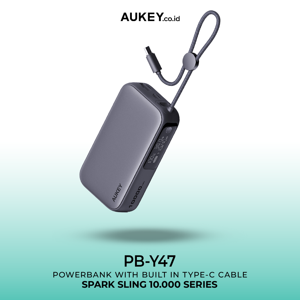 AUKEY Powerbank 10000mAh 30W Built In Cable Fast Charging Spark Sling Series PB-Y47
