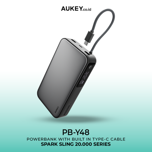 AUKEY Powerbank 20000mAh 100W Built In Cable Fast Charging Spark Sling PB-Y48