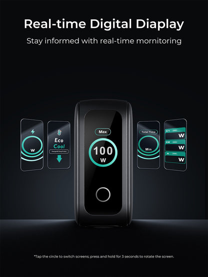 Aukey Charger 100W USB & Type C 3 Port Smart Display Fast Charging GaN Technology Samsung Iphone EU US UK AU World Plug - PA-B9U