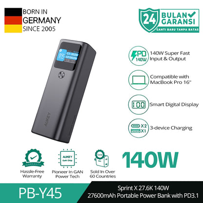 Powerbank AUKEY 26800mAh PB-Y45-GY USB C 140W SUPER PD 3.1 PPS