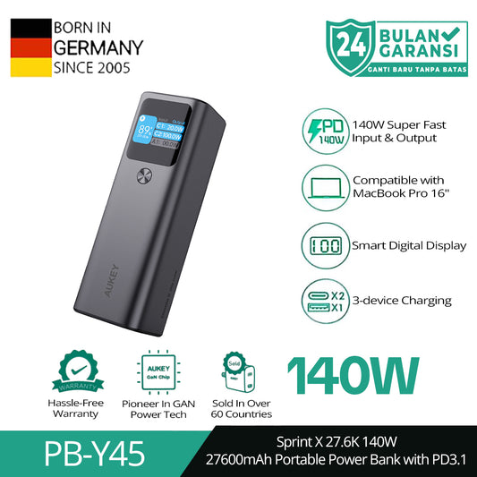 Powerbank AUKEY 26800mAh PB-Y45-GY USB C 140W SUPER PD 3.1 PPS